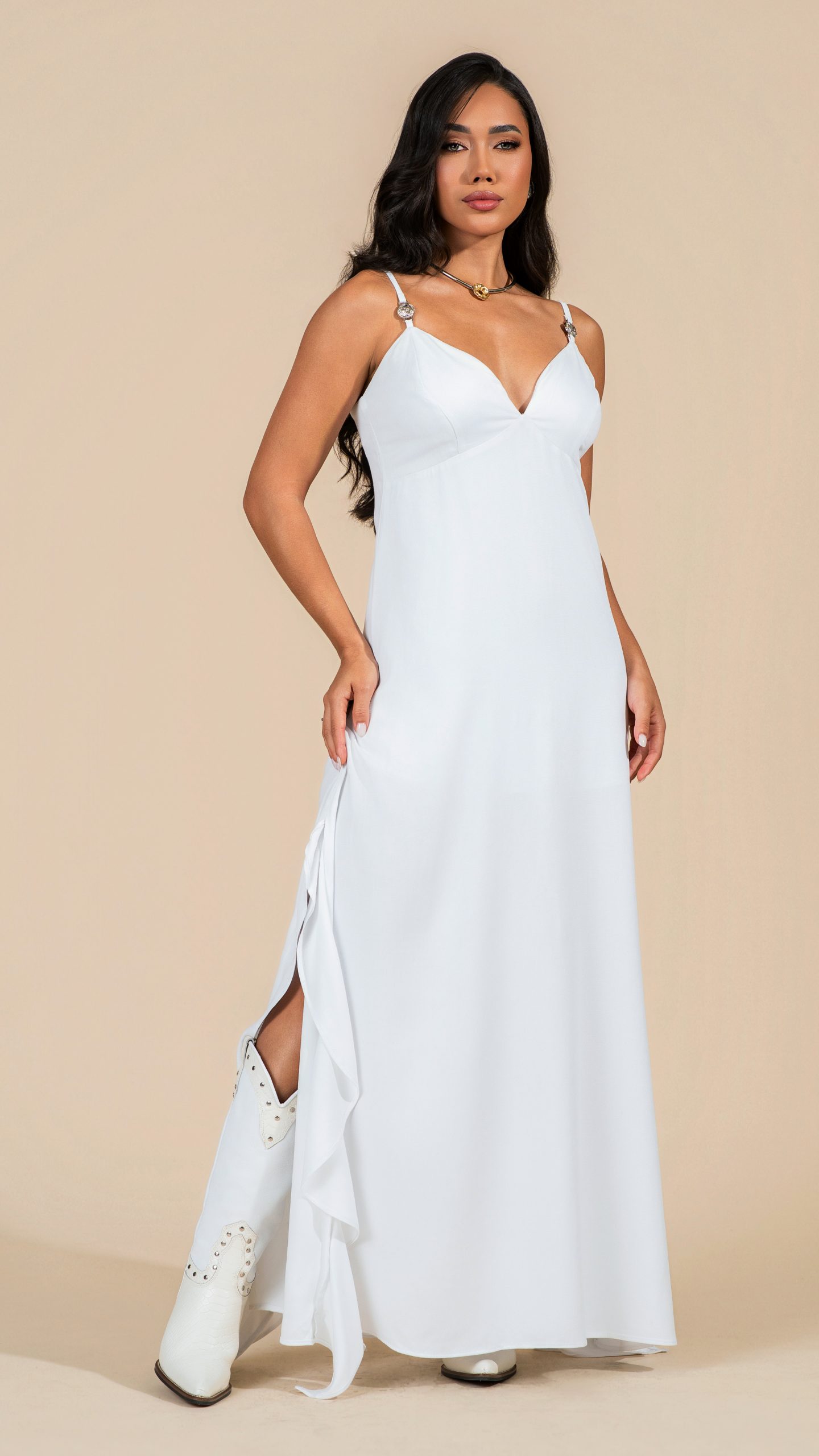 Vestido Buphallos Branco Longo