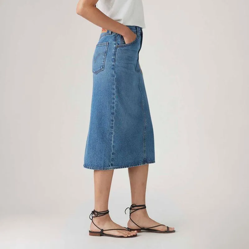 Saia Jeans Midi Levi's® Back Slit Lavagem Escura - Imagem 2