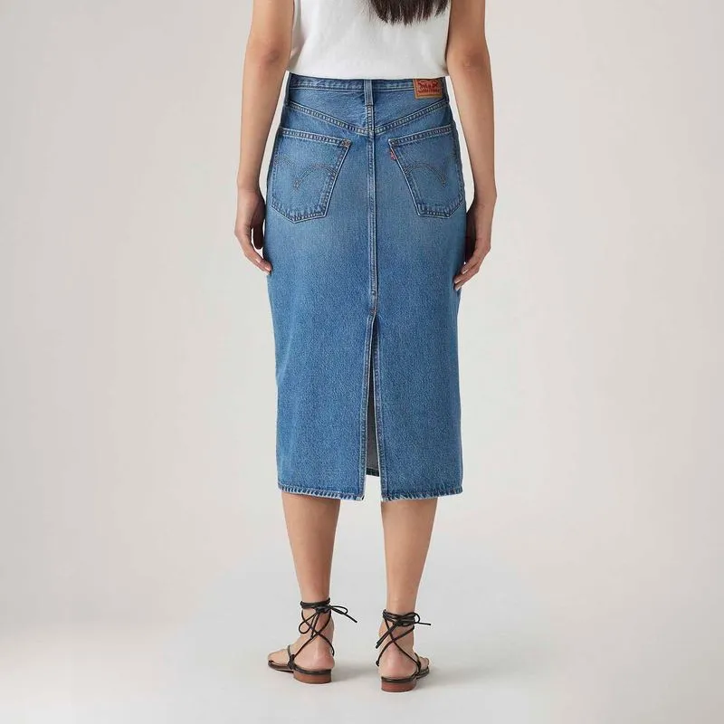 Saia Jeans Midi Levi's® Back Slit Lavagem Escura - Imagem 3