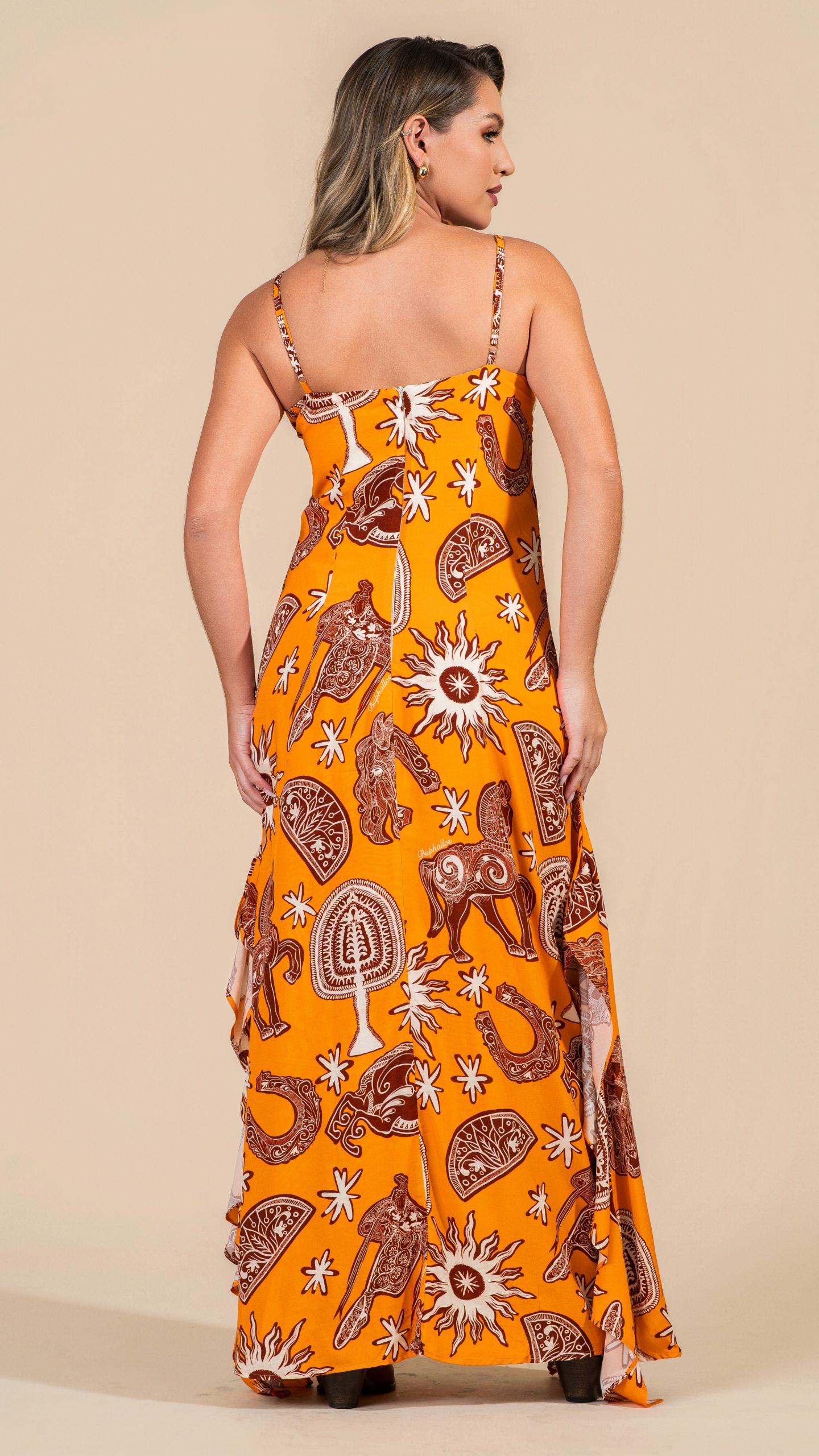 Vestido Buphallos Longo Estampado - Imagem 2
