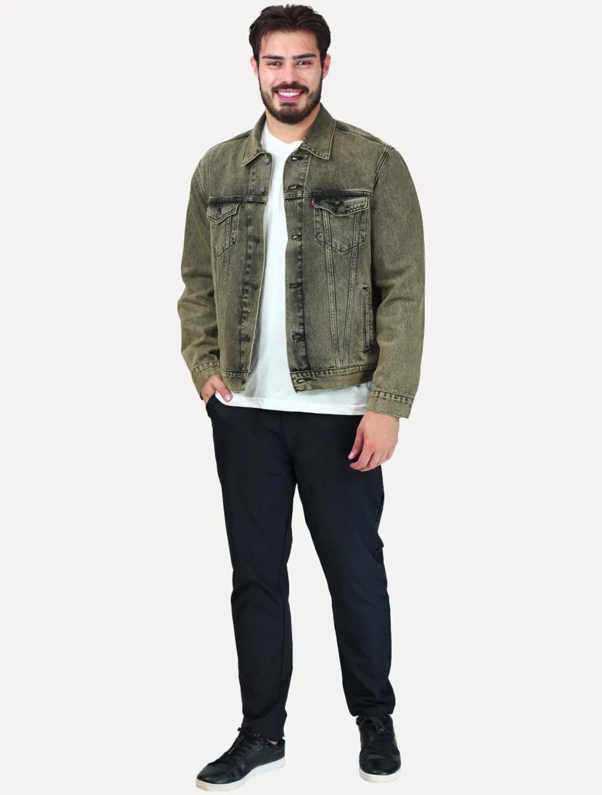 Jaqueta Levis Jeans Masculina Trucker Stonewash Verde Mescla - Imagem 3