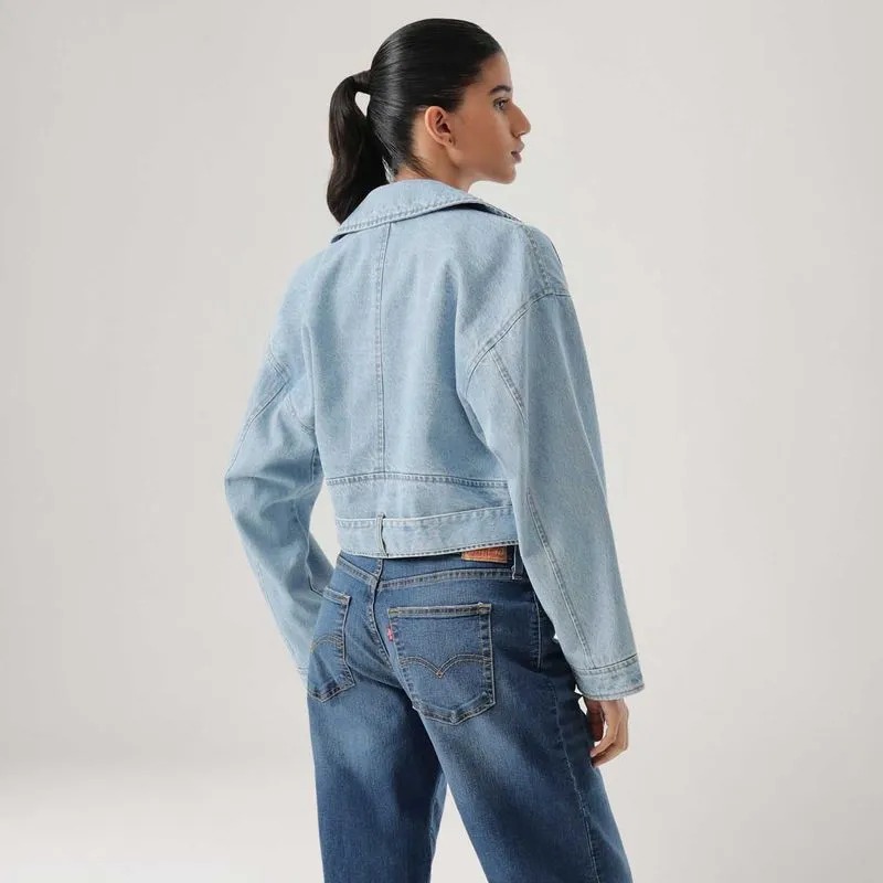 Jaqueta Jeans Levi's® Giii Moto Bubble Lavagem Clara - Imagem 3