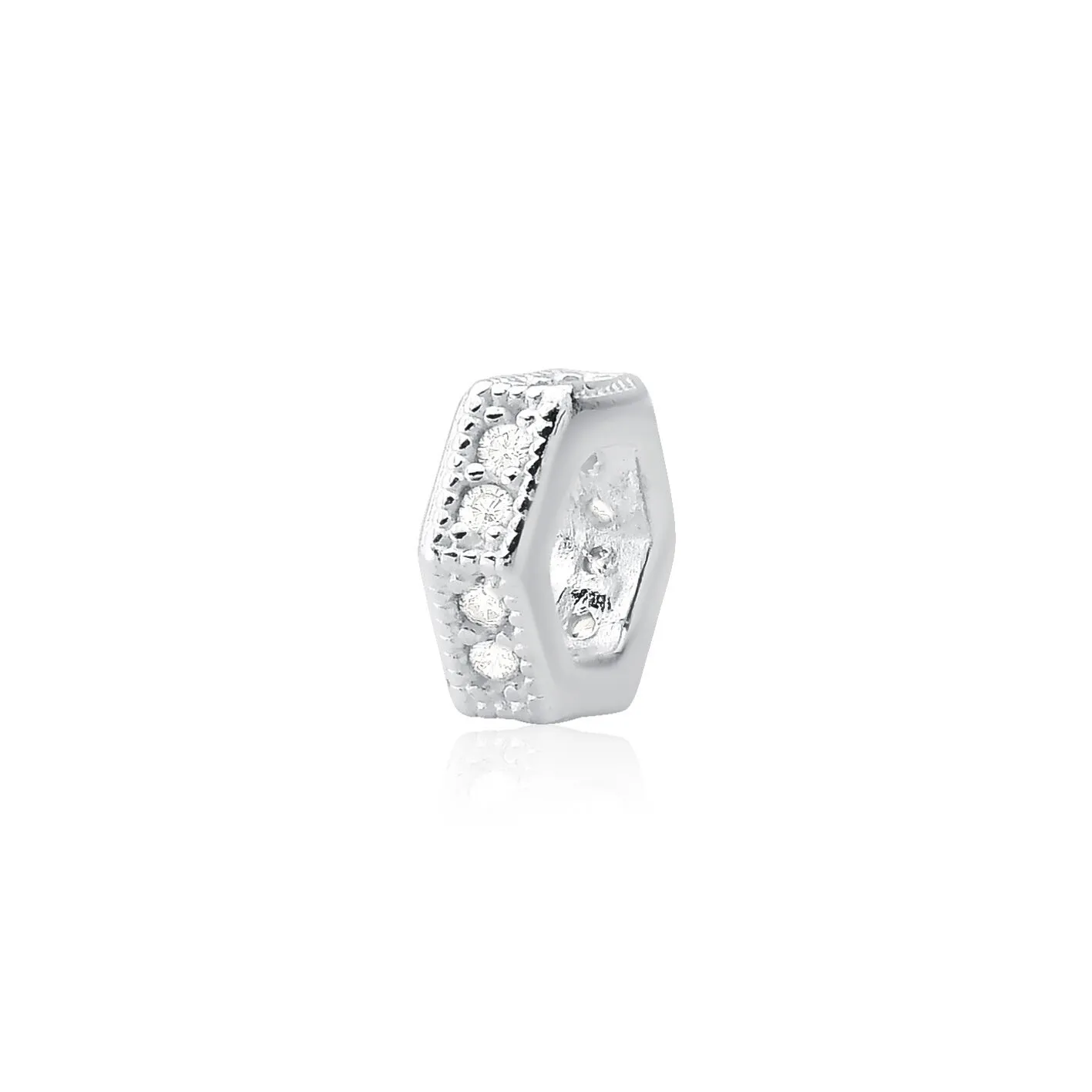 Passante Cravejado Cristal/prata 925- Linha Dia A Dia