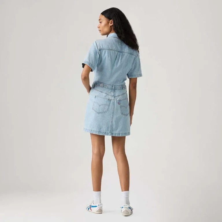 Vestido Jeans Levi's® Logan Western Lavagem Clara Manga Curta - Imagem 2